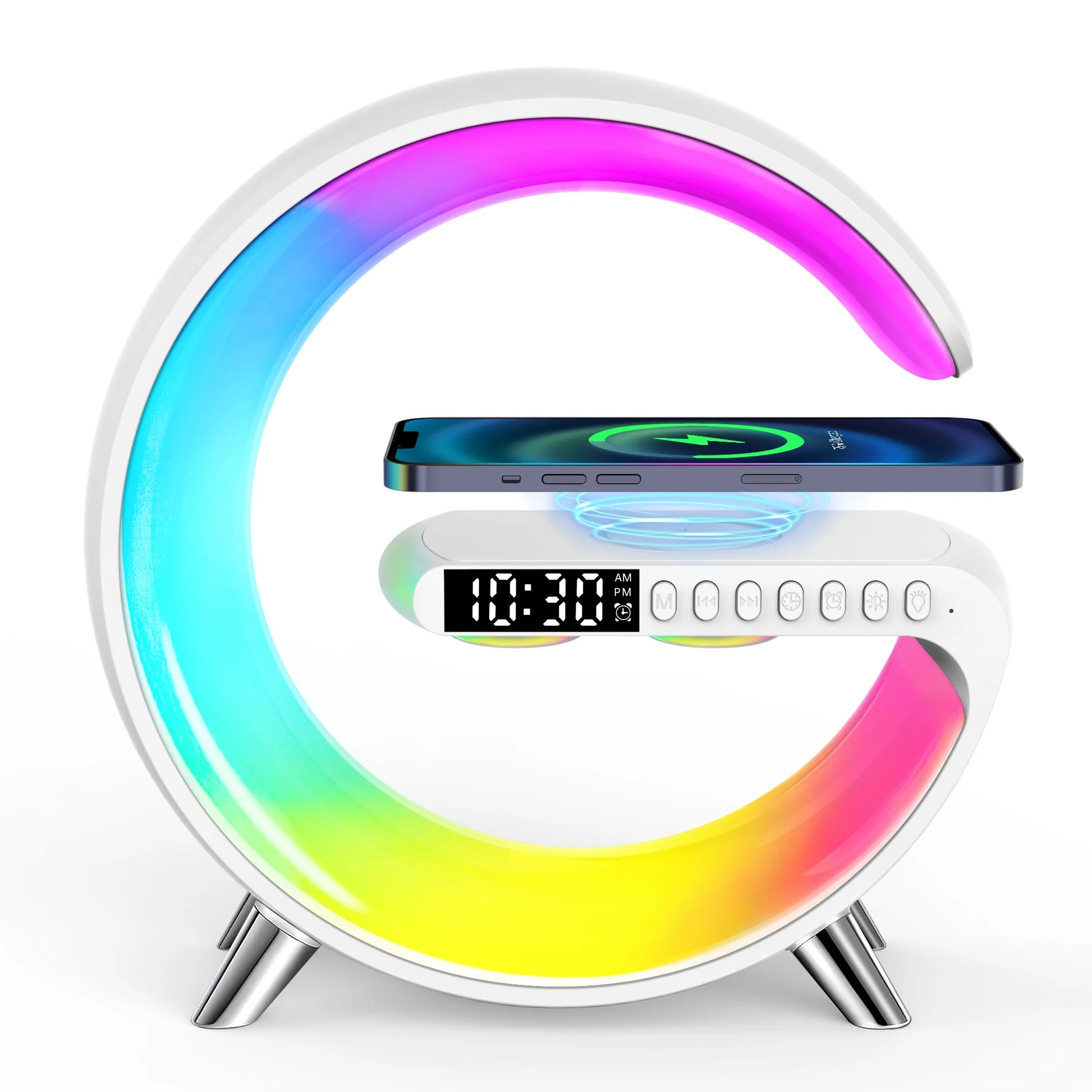 LED Display Table Lamp Digital Alarm Clock, Wireless Charging